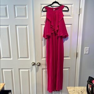 Lane Bryant Pink Ruffle Jumpsuit